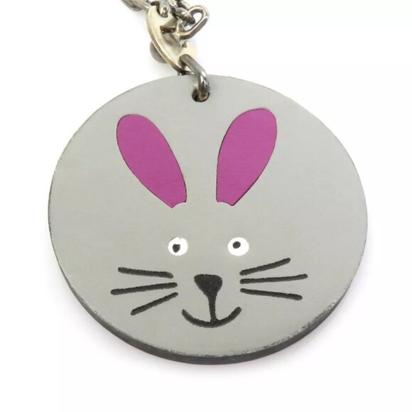 HERMES Animal Motif Rabbit Charm Gray Leather/Silvertone - Picture 2 of 8